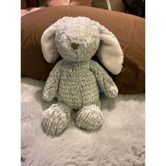 Manhattan Toy Gray White Chenille 12” Bunny Rabbit Plush Stuffed Animal Floppy E - Picture 1 of 7